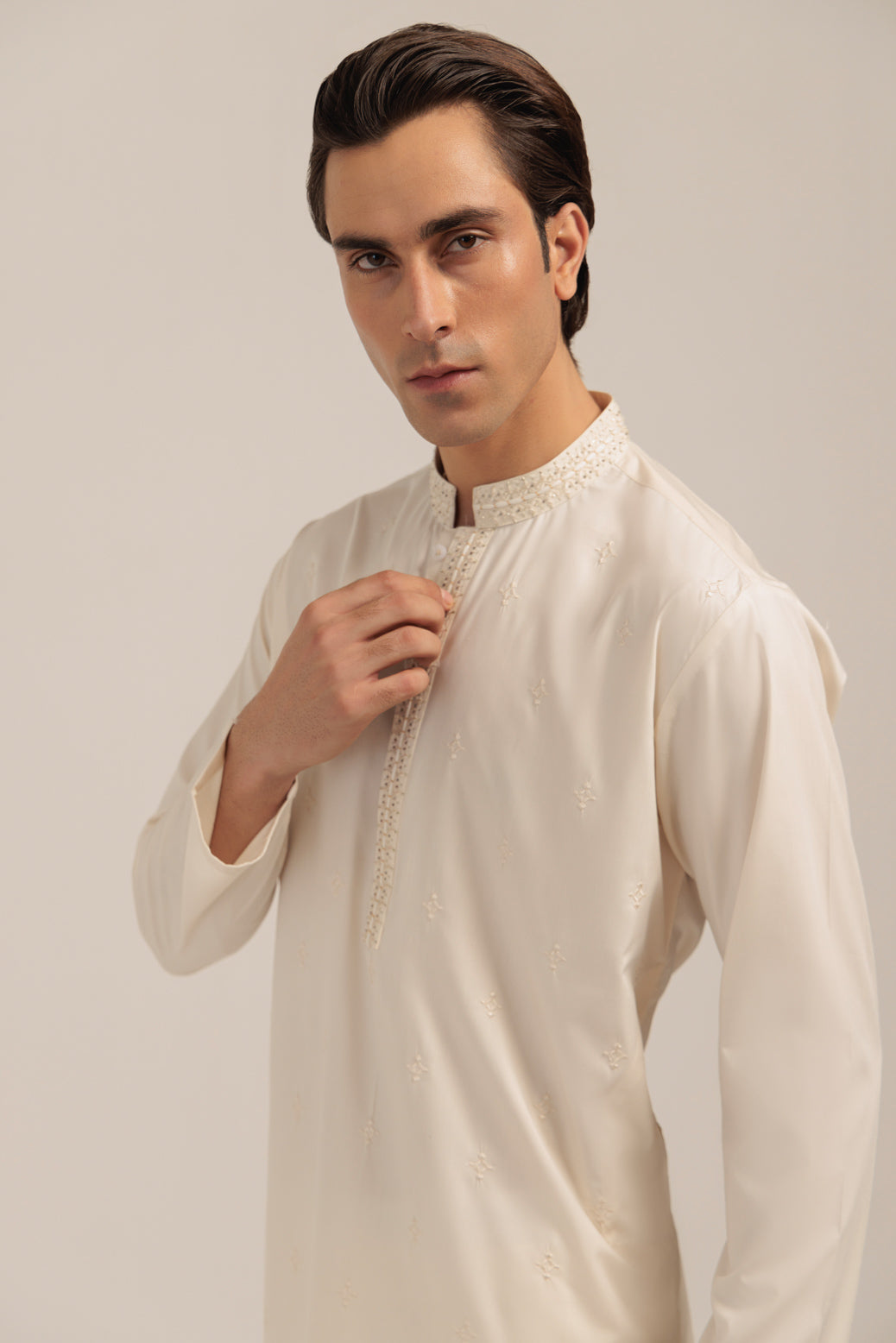 DOVE-BLENDED-KURTA TROUSER - (KSW24-002)