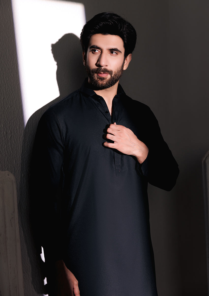 Black-Blended-Kurta Shalwar - (M25KSS1006)
