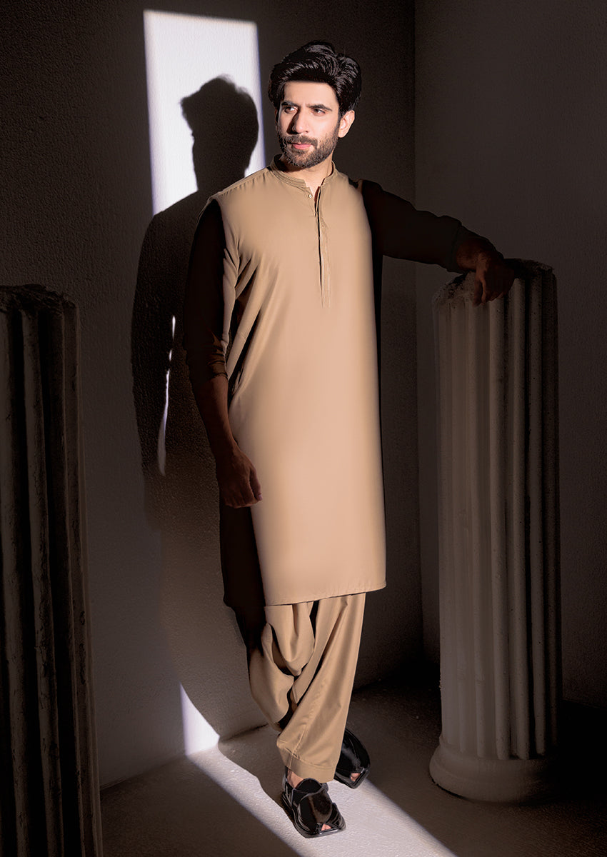 Olive-Blended-Shalwar Suit - (M25SSE2056)