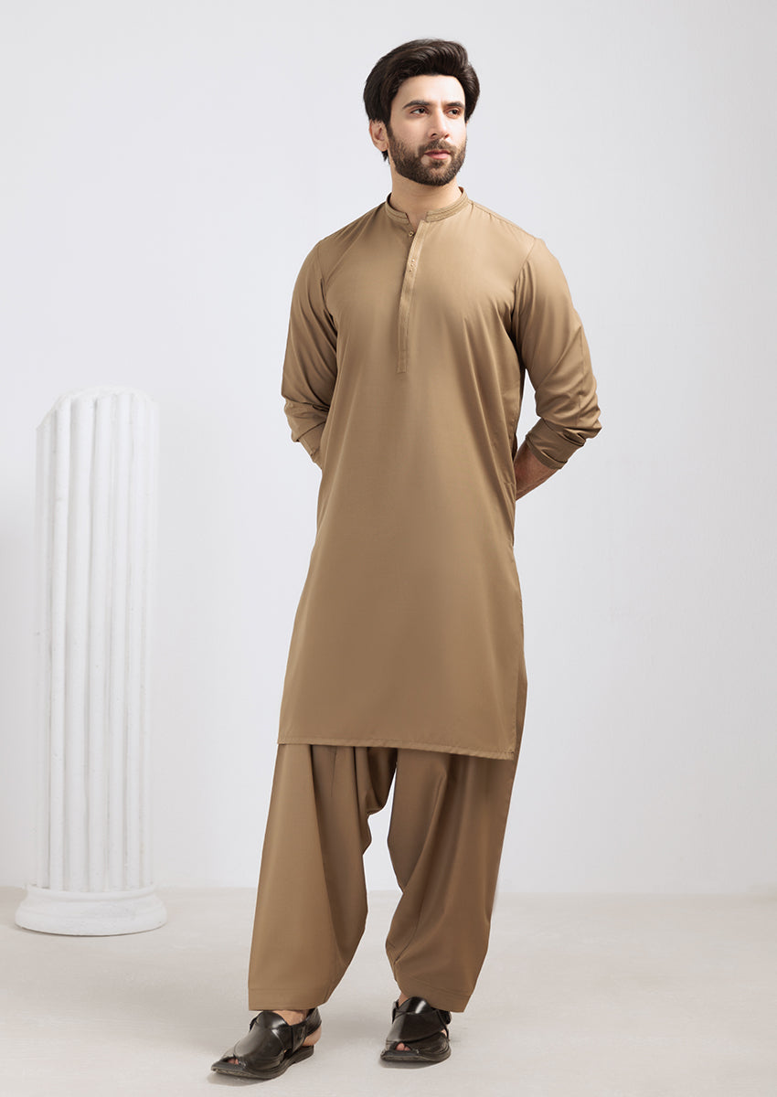 Olive-Blended-Shalwar Suit - (M25SSE2056)