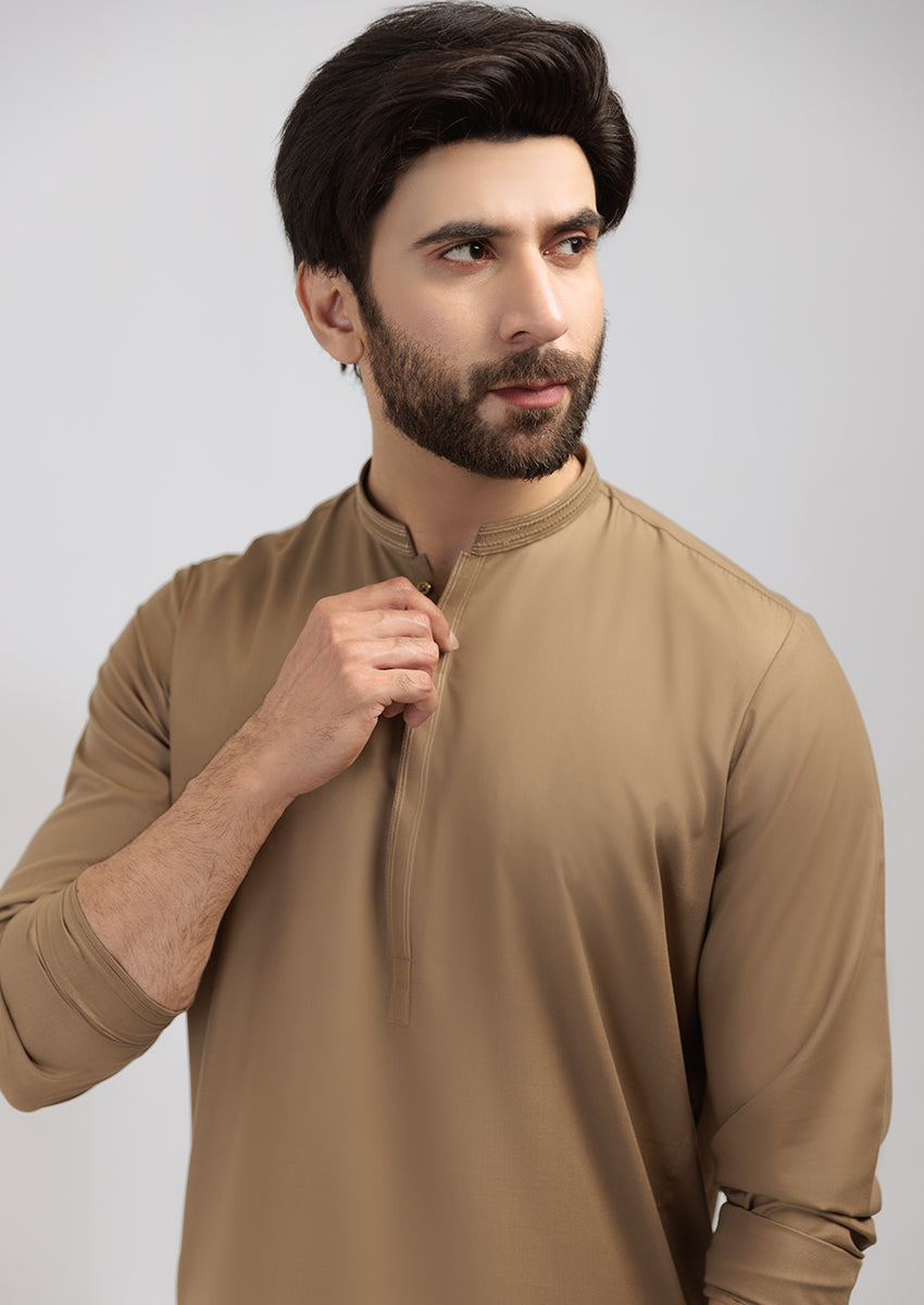 Olive-Blended-Shalwar Suit - (M25SSE2056)
