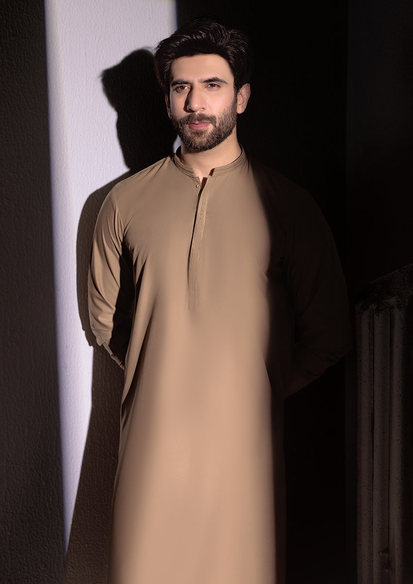 Olive-Blended-Shalwar Suit - (M25SSE2056)