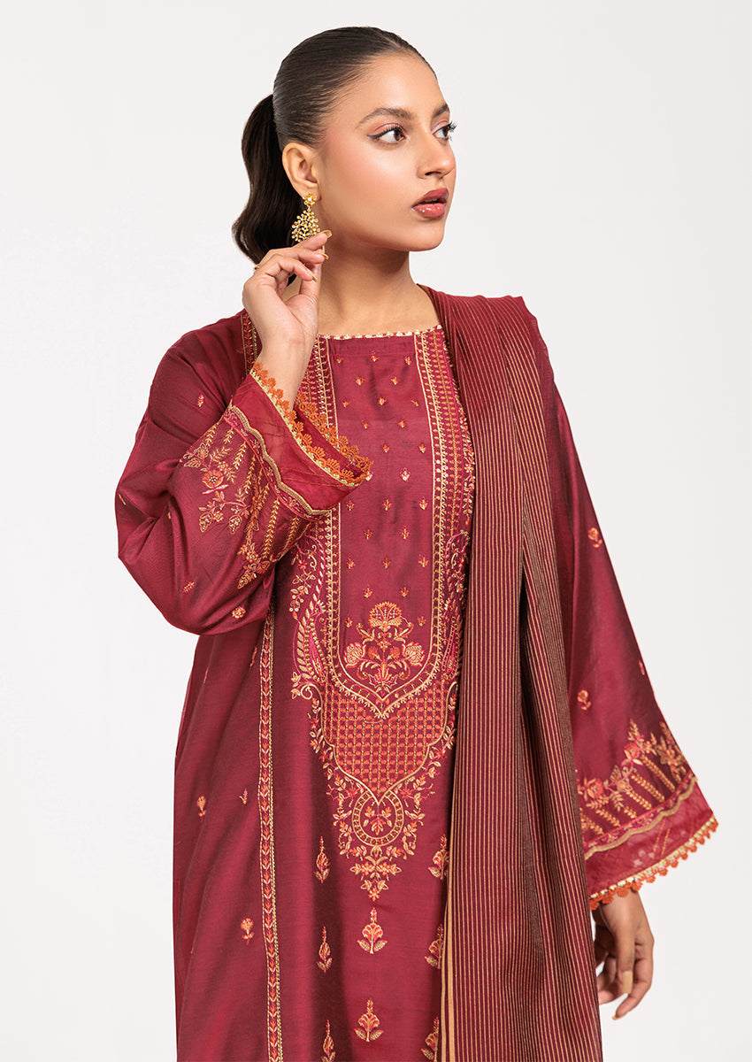 MAROON-SILK-3 PIECE (PWS6243P07)