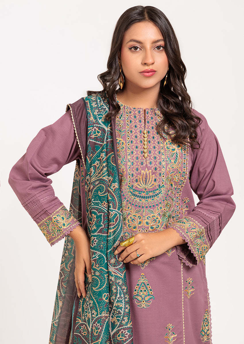TEA-PINK-KHADDAR-3 PIECE (WS2243P46)