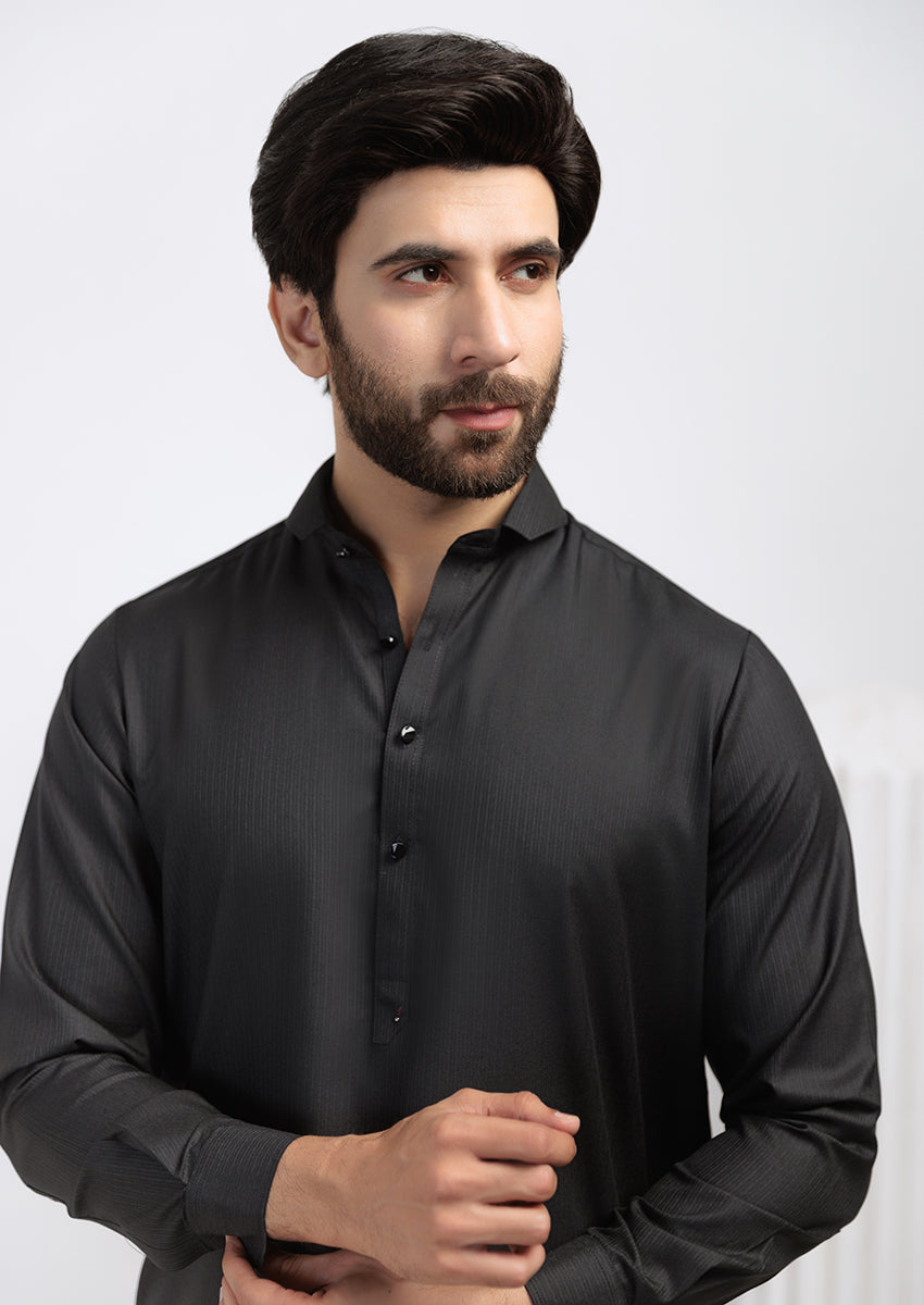 Black-Blended-Kurta Shalwar - (M25KSS1006)