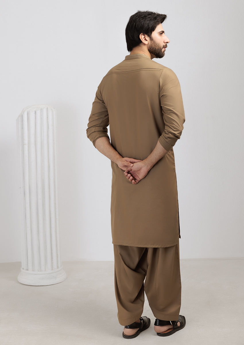 Olive-Blended-Shalwar Suit - (M25SSE2056)
