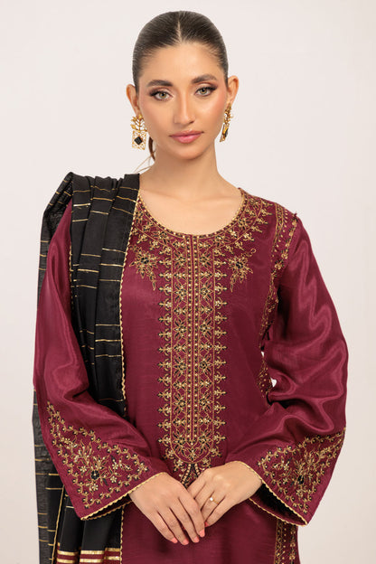 MAROON-SILK-3 PIECE (WS5243P04)