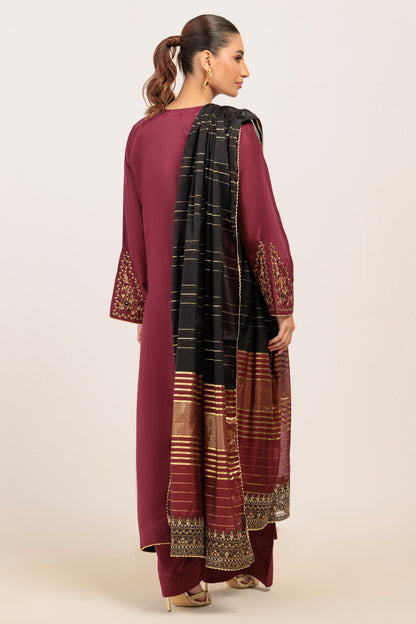 MAROON-SILK-3 PIECE (WS5243P04)